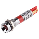 RS PRO Red Panel Mount Indicator, 110V ac, 8mm Mounting Hole Size, Solder Tab Termination