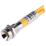 RS PRO Yellow Panel Mount Indicator, 110V ac, 8mm Mounting Hole Size, Solder Tab Termination