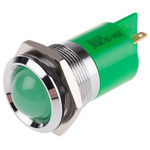 RS PRO Green Panel Mount Indicator, 22mm Mounting Hole Size, Solder Tab Termination