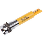 RS PRO Yellow Panel Mount Indicator, 12V dc, 8mm Mounting Hole Size, Solder Tab Termination