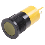 RS PRO Yellow Panel Mount Indicator, 24V ac/dc, 22mm Mounting Hole Size, Solder Tab Termination