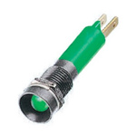 RS PRO Green Panel Mount Indicator, 24V c.c., 8mm Mounting Hole Size, Solder Tab Termination, IP67