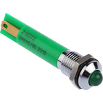 RS PRO Green Panel Mount Indicator, 24V dc, 8mm Mounting Hole Size, Solder Tab Termination, IP67