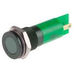 RS PRO Green Panel Mount Indicator, 24V dc, 14mm Mounting Hole Size, Faston, Solder Lug Termination, IP67