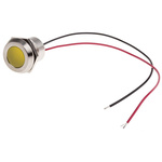 RS PRO Yellow Panel Mount Indicator, 24V dc, 22mm Mounting Hole Size, Lead Wires Termination, IP67