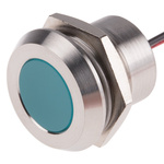 RS PRO Blue Panel Mount Indicator, 24V dc, 22mm Mounting Hole Size, Lead Wires Termination, IP67