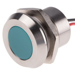 RS PRO Blue Panel Mount Indicator, 220V ac, 22mm Mounting Hole Size, Lead Wires Termination, IP67