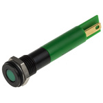 RS PRO Green Panel Mount Indicator, 12V dc, 8mm Mounting Hole Size, Solder Tab Termination, IP67