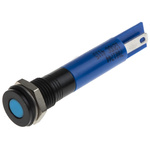 RS PRO Blue Panel Mount Indicator, 12V dc, 8mm Mounting Hole Size, Solder Tab Termination, IP67