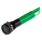 RS PRO Green Panel Mount Indicator, 24V dc, 8mm Mounting Hole Size, Solder Tab Termination, IP67