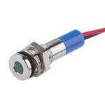 RS PRO Blue Panel Mount Indicator, 24V dc, 6mm Mounting Hole Size, Lead Wires Termination, IP67
