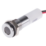 RS PRO White Panel Mount Indicator, 12V dc, 8mm Mounting Hole Size, Lead Wires Termination, IP67
