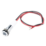 RS PRO White Panel Mount Indicator, 24V dc, 8mm Mounting Hole Size, Lead Wires Termination, IP67