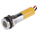RS PRO Yellow Panel Mount Indicator, 24V dc, 8mm Mounting Hole Size, Lead Wires Termination, IP67