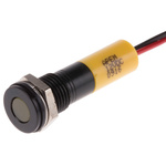 RS PRO Yellow Panel Mount Indicator, 12V dc, 8mm Mounting Hole Size, Lead Wires Termination, IP67