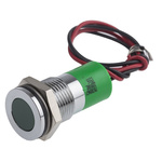 RS PRO Green Panel Mount Indicator, 220V ac, 14mm Mounting Hole Size, Lead Wires Termination, IP67