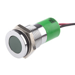 RS PRO Green Panel Mount Indicator, 6 → 36V dc, 14mm Mounting Hole Size, Lead Wires Termination, IP67