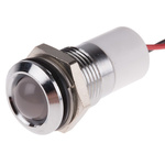 RS PRO White Panel Mount Indicator, 24V dc, 14mm Mounting Hole Size, Lead Wires Termination, IP67