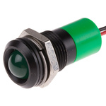 RS PRO Green Panel Mount Indicator, 12V dc, 14mm Mounting Hole Size, Lead Wires Termination, IP67