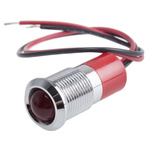RS PRO Red Panel Mount Indicator, 220V ac, 14mm Mounting Hole Size, Lead Wires Termination, IP67