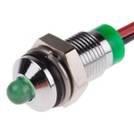 RS PRO Green Panel Mount Indicator, 2V dc, 6mm Mounting Hole Size, Lead Wires Termination, IP67