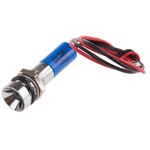 RS PRO Blue Panel Mount Indicator, 24V dc, 8mm Mounting Hole Size, Lead Wires Termination, IP67
