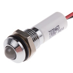 RS PRO White Panel Mount Indicator, 12V dc, 8mm Mounting Hole Size, Lead Wires Termination, IP67