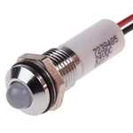 RS PRO White Panel Mount Indicator, 24V dc, 8mm Mounting Hole Size, Lead Wires Termination, IP67