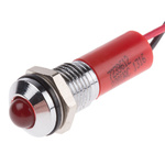 RS PRO Red Panel Mount Indicator, 220V ac, 8mm Mounting Hole Size, Lead Wires Termination, IP67