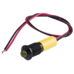 RS PRO Yellow Panel Mount Indicator, 220V ac, 8mm Mounting Hole Size, Lead Wires Termination, IP67