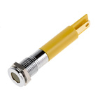 RS PRO Yellow Panel Mount Indicator, 24V dc, 8mm Mounting Hole Size, Faston, Solder Lug Termination, IP67