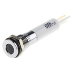 RS PRO White Panel Mount Indicator, 24V dc, 8mm Mounting Hole Size, Faston, Solder Lug Termination, IP67