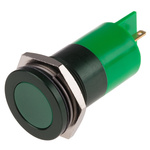 RS PRO Green Panel Mount Indicator, 22mm Mounting Hole Size, Faston, Solder Lug Termination, IP67