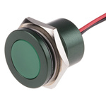 RS PRO Green Panel Mount Indicator, 22mm Mounting Hole Size, Lead Wires Termination, IP67