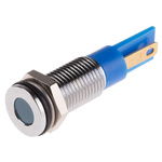 RS PRO Blue Panel Mount Indicator, 12V dc, 8mm Mounting Hole Size, Faston, Solder Lug Termination, IP67