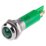 RS PRO Green Panel Mount Indicator, 130V ac, 12mm Mounting Hole Size, IP67