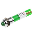 RS PRO Green Panel Mount Indicator, 12V ac, 8mm Mounting Hole Size, Solder Tab Termination