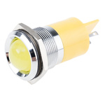 RS PRO Yellow Panel Mount Indicator, 12V dc, 22mm Mounting Hole Size, Solder Tab Termination