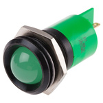 RS PRO Green Panel Mount Indicator, 12V dc, 22mm Mounting Hole Size, Solder Tab Termination