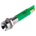 RS PRO Green Panel Mount Indicator, 12V ac, 8mm Mounting Hole Size, Solder Tab Termination