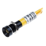 RS PRO Yellow Panel Mount Indicator, 12V dc, 8mm Mounting Hole Size, Solder Tab Termination