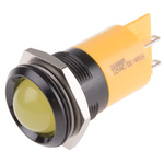 RS PRO Yellow Panel Mount Indicator, 22mm Mounting Hole Size, Solder Tab Termination