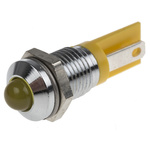 RS PRO Yellow Panel Mount Indicator, 2V dc, 8mm Mounting Hole Size, Solder Tab Termination