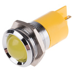 RS PRO Yellow Panel Mount Indicator, 24V, 22mm Mounting Hole Size, Solder Tab Termination