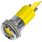RS PRO Yellow Panel Mount Indicator, 12V, 22mm Mounting Hole Size, Solder Tab Termination