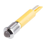 RS PRO Yellow Panel Mount Indicator, 12V, 8mm Mounting Hole Size, Solder Tab Termination, IP67