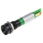RS PRO Green Panel Mount Indicator, 12V, 8mm Mounting Hole Size, Solder Tab Termination, IP67