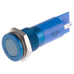 RS PRO Blue Panel Mount Indicator, 12V dc, 14mm Mounting Hole Size, Faston, Solder Lug Termination, IP67