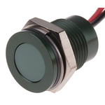RS PRO Green Panel Mount Indicator, 12V dc, 14mm Mounting Hole Size, Lead Wires Termination, IP67