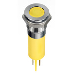 RS PRO Yellow Panel Mount Indicator, 24V dc, 12mm Mounting Hole Size, Faston, Solder Lug Termination, IP67